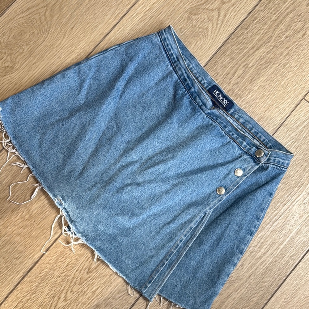 H&M Blue Denim Skort with Button Detail